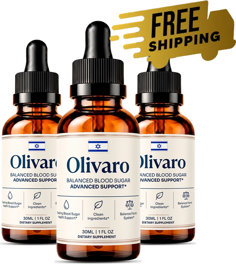 Three bottles of Olivaro liquid blood sugar support drops